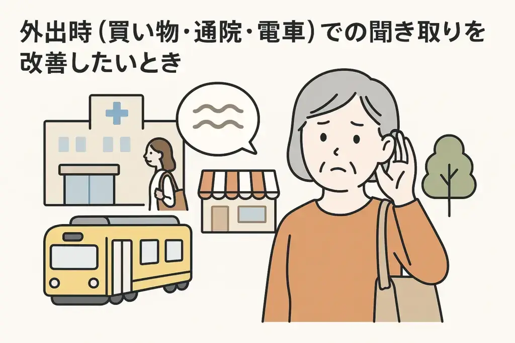 外出時（買い物・通院・電車）での聞き取りを改善したいとき